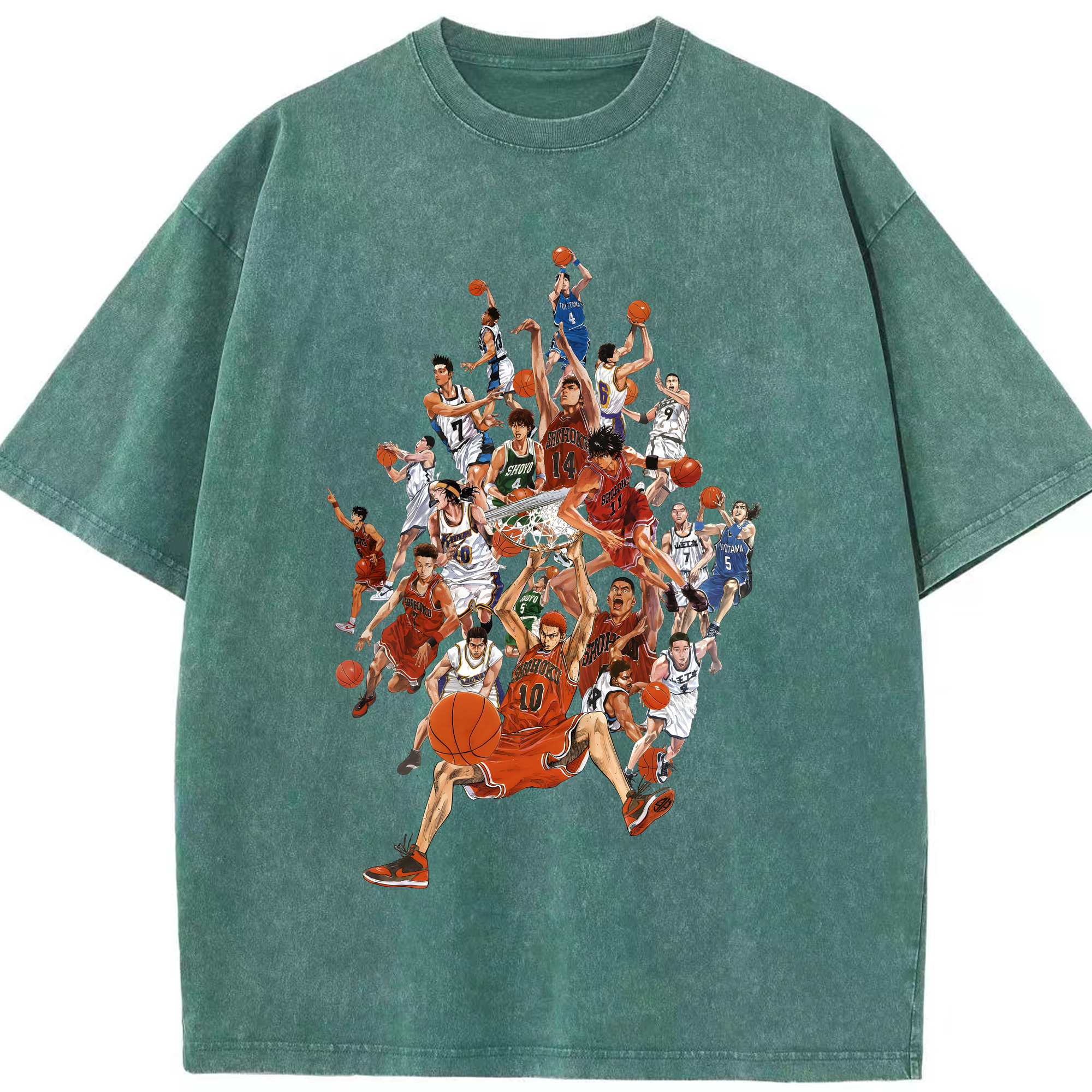 （画像用） SLAM DUNK／スラムダンク 綿100% ヴィンテージ風 半袖Tシャツ（フロントプリント）